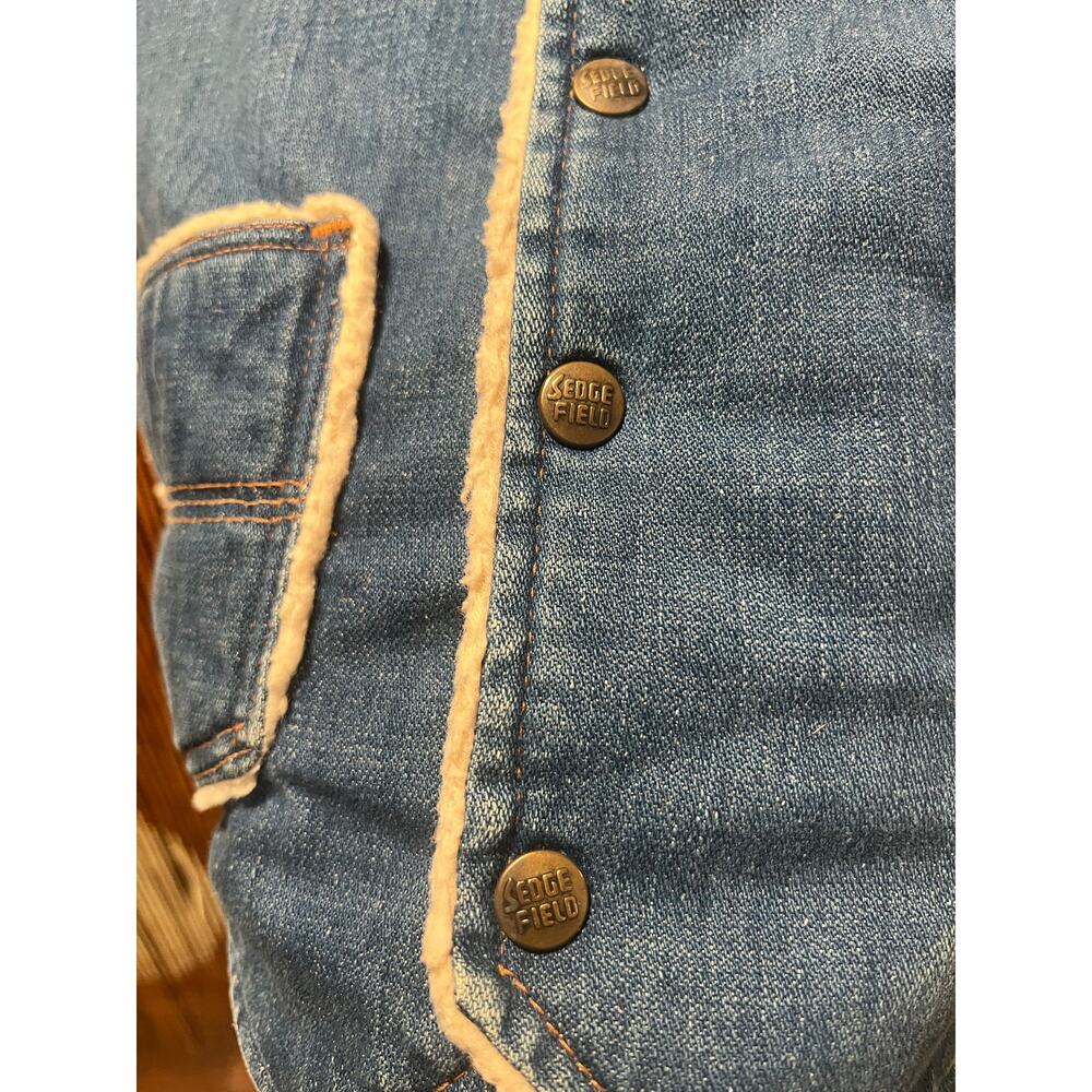 Do Nothing by Sedgefield Vintage Sherpa Lined Denim Vest Western Workwear Small - Picture 5 of 7